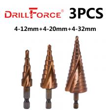 DRILLFORCE Ступенчатое сверло M35 5% кобальт 3-12/3-14/4-12-20/4-22/4-25/4-32/5-21/5-27/6-24 мм DRILLFORCE Ступенчатое сверло M35 5% кобальт 3-12/3-14/4-12-20/4-22/4-25/4-32/5-21/5-27/6-24 мм
