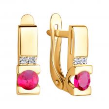 Золотые серьги с рубинами и бриллиантами с родированием Золотые серьги с рубинами и бриллиантами с родированием