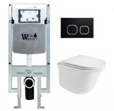 Комплект унитаза WeltWasser Telbach 004 с инсталляцией AMBERG 497 белый, с сиденьем микролифт и клавишей смыва AMBERG RD-BL черный матовый Комплект унитаза WeltWasser Telbach 004 с инсталляцией AMBERG 497 белый, с сиденьем микролифт и клавишей смыва AMBERG RD-BL черный матовый