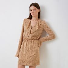 Платье мини женское с воланами MIST, размер 50, бежевое Платье мини женское с воланами MIST, размер 50, бежевое