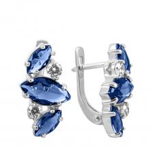 Серебряные серьги с сапфирами и фианитами Серебряные серьги с сапфирами и фианитами
