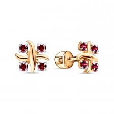 Золотые серьги с рубинами Золотые серьги с рубинами