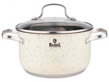 Кастрюля Rashel R-109в, 1.9 л, из нержавеющей стали, стеклянная крышка, 16х9.5 см, кремовый гранит Кастрюля Rashel R-109в, 1.9 л, из нержавеющей стали, стеклянная крышка, 16х9.5 см, кремовый гранит