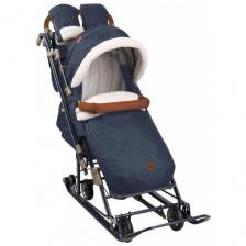 Санки-коляска Nika Ника Детям 7-8K НД7-8K, в елочку синий Санки-коляска Nika Ника Детям 7-8K НД7-8K, в елочку синий