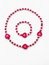 Набор детских украшений Выбражулька «Сердечки полоска», 2 предмета: колье, браслет d=6 см бело-розовый Набор детских украшений Выбражулька «Сердечки полоска», 2 предмета: колье, браслет d=6 см бело-розовый