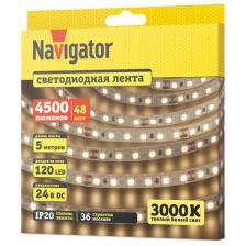 лента светодиодная NAVIGATOR LED 9,6Вт 2835 IP20 24В 4000К 5м лента светодиодная NAVIGATOR LED 9,6Вт 2835 IP20 24В 4000К 5м