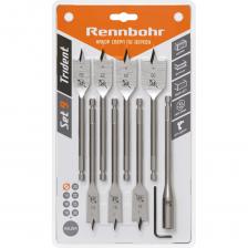 Сверло RENNBOHR TRIDENT предназначено для сверления отверстий в древесине твердых и мягких пород, плитных материалах из дерева (МДФ, ДСП, ДВП, ОСП, фанера), мебельном щите, террасной доске (ДПК).Сверло изготовлено из высокоуглеродистой инструментальной стали СS45 высокой твердости и долго сохраняет остроту.Имеют очерчивающие острия для бессколового сверления отверстийШестигранный хвостовик 1/4 HEX исключает проскальзывание оснастки в патроне электроинструмента.В набор входят самые популярные размеры 14, 16, 18, 20, 22, 25, 30 мм, удлинитель 152 мм, шестигранный ключ. Сверло RENNBOHR TRIDENT предназначено для сверления отверстий в древесине твердых и мягких пород, плитных материалах из дерева (МДФ, ДСП, ДВП, ОСП, фанера), мебельном щите, террасной доске (ДПК).Сверло изготовлено из высокоуглеродистой инструментальной стали СS45 высокой твердости и долго сохраняет остроту.Имеют очерчивающие острия для бессколового сверления отверстийШестигранный хвостовик 1/4 HEX исключает проскальзывание оснастки в патроне электроинструмента.В набор входят самые популярные размеры 14, 16, 18, 20, 22, 25, 30 мм, удлинитель 152 мм, шестигранный ключ.