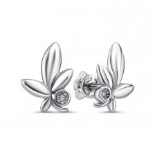 Серебряные серьги с бриллиантами и родированием Серебряные серьги с бриллиантами и родированием