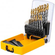 Набор Denzel Golden Tip 723003 состоит из 19 сверл по металлу диаметром 1-10 мм, изготовленных из стали P6M5. Угол заточки составляет 135°, что позволяет получать чистые и ровные отверстия в нержавеющей стали, чугуне, бронзе, алюминии, а также жестком пластике. Сверлам присвоен класс точности A1, что гарантирует высокое качество выполняемых работ. Оснастка характеризуется пониженным коэффициентом трения, что облегчает сверление и улучшает отвод стружки. Набор будет полезен дома и в мастерской. Набор Denzel Golden Tip 723003 состоит из 19 сверл по металлу диаметром 1-10 мм, изготовленных из стали P6M5. Угол заточки составляет 135°, что позволяет получать чистые и ровные отверстия в нержавеющей стали, чугуне, бронзе, алюминии, а также жестком пластике. Сверлам присвоен класс точности A1, что гарантирует высокое качество выполняемых работ. Оснастка характеризуется пониженным коэффициентом трения, что облегчает сверление и улучшает отвод стружки. Набор будет полезен дома и в мастерской.