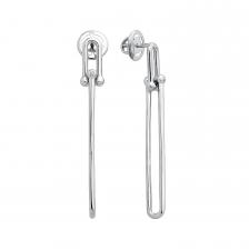 Серебряные серьги с бриллиантами и платиновым покрытием Серебряные серьги с бриллиантами и платиновым покрытием