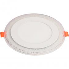 Светильник светодиодный встраиваемый De Fran 4000K SMD/ SMD 12Вт+4Вт 220В 1120Лм белый, стекло матовое, d190 DC003 WH Светильник светодиодный встраиваемый De Fran 4000K SMD/ SMD 12Вт+4Вт 220В 1120Лм белый, стекло матовое, d190 DC003 WH