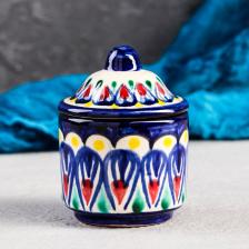 Баночка для специй Риштанская Керамика «Узоры», 100 мл, синяя Баночка для специй Риштанская Керамика «Узоры», 100 мл, синяя