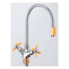 Смеситель для кухни с гибким изливом сборный Potato (Потато) P5871-10 хром/желтый Смеситель для кухни с гибким изливом сборный Potato (Потато) P5871-10 хром/желтый
