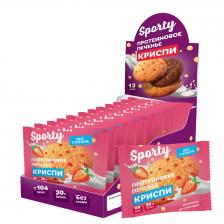 Протеиновое печенье без сахара Криспи, Клубника со сливками, 12шт*30г, SPORTY Протеиновое печенье без сахара Криспи, Клубника со сливками, 12шт*30г, SPORTY