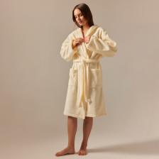 Халат махровый с капюшоном женский SL HOME: Basic «Айвори», размер S, хлопок 100%, молочный Халат махровый с капюшоном женский SL HOME: Basic «Айвори», размер S, хлопок 100%, молочный