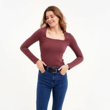 Лонгслив женский MINAKU: Basic line, бордовый, размер 46 Лонгслив женский MINAKU: Basic line, бордовый, размер 46