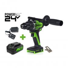 Мощная бесщеточная дрель дрель-шуруповерт с двумя рабочими режимами для работ в мастерской или на стройплощадке: сверление без удара и заворачивание/отворачивание метизов. Прочный и эргономичный корпус с нескользящим покрытием для комфортной работы. 2-х скоростной планетарный редуктор с металлическим корпусом обеспечивает высокую производительность и долгий срок службы. Переставляемая боковая рукоятка, надёжно фиксируемая на металлическом корпусе редуктора, обеспечит полной контроль за инструментом во время работы. Бесщёточный двигатель DigiPro с цифровым управлением для долгого срока службы. Greenworks Intelligent Power – инновационная цифровая система контроля и управления батареей, инструментом и зарядным устройством обеспечивающая максимальную производительность и долгий срок службы. Яркая LED-подсветка рабочей зоны для комфортной работы в условиях слабой освещенности. Моментная муфта с широким диапазоном регулировки 21+1 ступени, для работы со всем ассортиментом метизов на стройплощадке. Стальной сверлильный патрон с диапазоном зажима 2-13 мм и фиксатором внешней втулки F-lock. Поясная клипса для практичной переноски во время работы. Мощная бесщеточная дрель дрель-шуруповерт с двумя рабочими режимами для работ в мастерской или на стройплощадке: сверление без удара и заворачивание/отворачивание метизов. Прочный и эргономичный корпус с нескользящим покрытием для комфортной работы. 2-х скоростной планетарный редуктор с металлическим корпусом обеспечивает высокую производительность и долгий срок службы. Переставляемая боковая рукоятка, надёжно фиксируемая на металлическом корпусе редуктора, обеспечит полной контроль за инструментом во время работы. Бесщёточный двигатель DigiPro с цифровым управлением для долгого срока службы. Greenworks Intelligent Power – инновационная цифровая система контроля и управления батареей, инструментом и зарядным устройством обеспечивающая максимальную производительность и долгий срок службы. Яркая LED-подсветка рабочей зоны для комфортной работы в условиях слабой освещенности. Моментная муфта с широким диапазоном регулировки 21+1 ступени, для работы со всем ассортиментом метизов на стройплощадке. Стальной сверлильный патрон с диапазоном зажима 2-13 мм и фиксатором внешней втулки F-lock. Поясная клипса для практичной переноски во время работы.