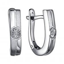 Серебряные серьги с бриллиантами и родированием Серебряные серьги с бриллиантами и родированием