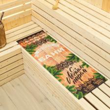 Коврик - лежак для бани и сауны с принтом «Хозяин Бани», 150x50 см, полиэфир 70%, шерсть 30%, «Банная забава» Коврик - лежак для бани и сауны с принтом «Хозяин Бани», 150x50 см, полиэфир 70%, шерсть 30%, «Банная забава»