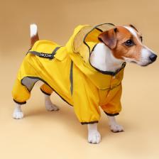Комбинезон для собак, демисезонный с козырьком, размер 3XL (ДС 50, Ог 67, ОШ 51 см), жёлтый Комбинезон для собак, демисезонный с козырьком, размер 3XL (ДС 50, Ог 67, ОШ 51 см), жёлтый