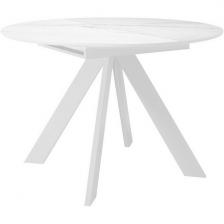 Стол DikLine SKC110 d1100 Керамика Белый мрамор/подстолье белое/опоры белые Dikline Стол DikLine SKC110 d1100 Керамика Белый мрамор/подстолье белое/опоры белые Dikline