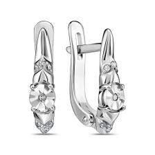 Серебряные серьги с бриллиантами и родированием Серебряные серьги с бриллиантами и родированием