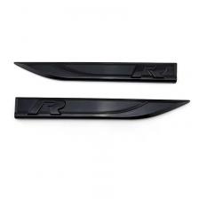 (Набор из 2 шт.) Цельной сплав, полностью черные наклейки из АБС-пластика, эмблема боковой маркировки лезвия с надписью R (Набор из 2 шт.) Цельной сплав, полностью черные наклейки из АБС-пластика, эмблема боковой маркировки лезвия с надписью R