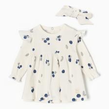 Платье и повязка Крошка Я Blueberry р. 74-80, молочный Платье и повязка Крошка Я Blueberry р. 74-80, молочный