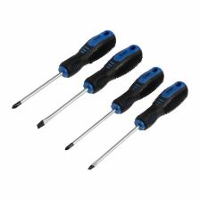 Набор отверток ТУНДРА, CrV, хром, магнит, 2К рукоятки, PH1, PH2, SL5, SL6x100 мм, 4 шт. Набор отверток ТУНДРА, CrV, хром, магнит, 2К рукоятки, PH1, PH2, SL5, SL6x100 мм, 4 шт.