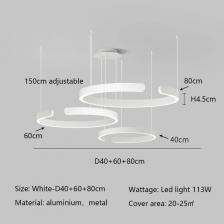 Подвесная LED люстра ABCZ Brand Name SaloEElaitte, черная/белая, алюминий, металл, круглый, D40/60/80 см Подвесная LED люстра ABCZ Brand Name SaloEElaitte, черная/белая, алюминий, металл, круглый, D40/60/80 см