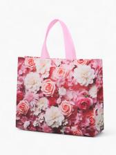 Сумка хозяйственная без застёжки, с цветочным принтом, 32x10x26 см, розовая Сумка хозяйственная без застёжки, с цветочным принтом, 32x10x26 см, розовая
