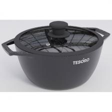 Кастрюля Tesoro Florence Induction total dark, 4 л, с крышкой с силиконовым ободом (TF6640tdi) Кастрюля Tesoro Florence Induction total dark, 4 л, с крышкой с силиконовым ободом (TF6640tdi)