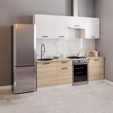 Кухня прямая «Варя», со столешницей, 2200x600 мм, цвет сонома/белый Кухня прямая «Варя», со столешницей, 2200x600 мм, цвет сонома/белый