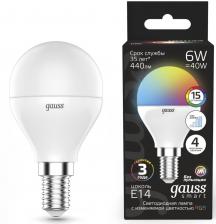 Лампа светодиодная Gauss 105101406 6Вт цок.:E14 шар 220B св.свеч.RGB (упак.:1шт) Лампа светодиодная Gauss 105101406 6Вт цок.:E14 шар 220B св.свеч.RGB (упак.:1шт)