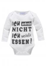 Миниатюрное боди "Я не кричу, я заказываю еду", из натурального хлопка Klitzeklein, белый Миниатюрное боди "Я не кричу, я заказываю еду", из натурального хлопка Klitzeklein, белый