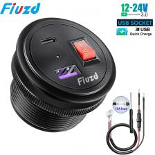 Автомобильное зарядное устройство PD3.0 и QC3.0 с двумя портами USB C, водонепроницаемое со светодиодным переключателем, 78 Вт, быстрая зарядка 12 В/24 В для адаптера Moto Автомобильное зарядное устройство PD3.0 и QC3.0 с двумя портами USB C, водонепроницаемое со светодиодным переключателем, 78 Вт, быстрая зарядка 12 В/24 В для адаптера Moto