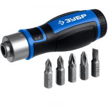 Отвертки с набором бит Реверсивная отвертка с насадками Зубр 25171, 6 предметов Отвертки с набором бит Реверсивная отвертка с насадками Зубр 25171, 6 предметов