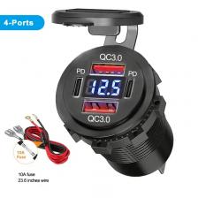 НОВОЕ автомобильное зарядное устройство 96 Вт Dual PD Dual QC 3.0 USB с разъемом вольтметра, водонепроницаемое адаптер для автомобильной лодки 12 В/24 В, распродажа НОВОЕ автомобильное зарядное устройство 96 Вт Dual PD Dual QC 3.0 USB с разъемом вольтметра, водонепроницаемое адаптер для автомобильной лодки 12 В/24 В, распродажа