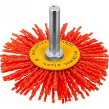 Плоская щетка Denzel 74433 диаметром 65 мм, со шпилькой и нейлоновой щетиной, — насадка для дрели, предназначенная для выполнения шлифовальных работ по пластику, древесине, стали и цветным металлам. Щетина изготовлена из высококачественного нейлона с нанесенным абразивом из оксида алюминия. Щетка оптимальна для деликатного удаления загрязнений, краски, пятен ржавчины с твердых поверхностей. Позволяет придать шероховатость поверхности, подходит для браширования древесины. Благодаря плоской форме насадка удобна для обработки пазов, изгибов и угловых соединений. Плоская щетка Denzel 74433 диаметром 65 мм, со шпилькой и нейлоновой щетиной, — насадка для дрели, предназначенная для выполнения шлифовальных работ по пластику, древесине, стали и цветным металлам. Щетина изготовлена из высококачественного нейлона с нанесенным абразивом из оксида алюминия. Щетка оптимальна для деликатного удаления загрязнений, краски, пятен ржавчины с твердых поверхностей. Позволяет придать шероховатость поверхности, подходит для браширования древесины. Благодаря плоской форме насадка удобна для обработки пазов, изгибов и угловых соединений.