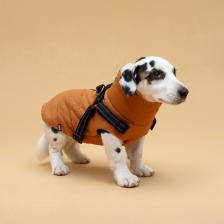 Куртка для собак со шлейкой, размер S (ДС 25, ОГ 35, ОШ 25 см), горчичная Куртка для собак со шлейкой, размер S (ДС 25, ОГ 35, ОШ 25 см), горчичная