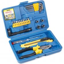 Набор инструментов WMC Tools — это универсальный комплект для слесарных и монтажных работ, включающий 24 предмета. Все инструменты выполнены из хромованадиевой стали, что обеспечивает их прочность и защиту от коррозии.Материалы: Высококачественная хромированная сталь гарантирует долговечность и надежность инструментов.Универсальность: Подходит для широкого спектра работ, включая слесарные, монтажные и ремонтные операции.Комплектация: Содержит все необходимые инструменты и аксессуары для быстрого и эффективного выполнения задач.Удобство храненияНабор поставляется в прочном и удобном пластиковом кейсе, что облегчает хранение и транспортировку, позволяя легко брать его с собой на работу или в поездки.ПрименениеНабор WMC Tools идеально подходит для использования:ДомаВ гаражеНа дачеВ мастерскойНабор WMC Tools — это надежный и многофункциональный инструмент, который станет отличным помощником как для домашних мастеров, так и для профессионалов. Набор инструментов WMC Tools — это универсальный комплект для слесарных и монтажных работ, включающий 24 предмета. Все инструменты выполнены из хромованадиевой стали, что обеспечивает их прочность и защиту от коррозии.Материалы: Высококачественная хромированная сталь гарантирует долговечность и надежность инструментов.Универсальность: Подходит для широкого спектра работ, включая слесарные, монтажные и ремонтные операции.Комплектация: Содержит все необходимые инструменты и аксессуары для быстрого и эффективного выполнения задач.Удобство храненияНабор поставляется в прочном и удобном пластиковом кейсе, что облегчает хранение и транспортировку, позволяя легко брать его с собой на работу или в поездки.ПрименениеНабор WMC Tools идеально подходит для использования:ДомаВ гаражеНа дачеВ мастерскойНабор WMC Tools — это надежный и многофункциональный инструмент, который станет отличным помощником как для домашних мастеров, так и для профессионалов.