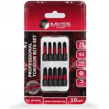 Профессиональные торсионные магнитные биты изготовлены из высококачественной японской инструментальной стали S2, имеющие фосфатное покрытые, которое защищает от коррозии. Благодаря специальной торсионной зоне происходит эффективное распределение нагрузок и правильная передача момента закручивания на крепеж, что позволяет также использовать их с винтовертом (импактом). Биты имеют идеальную геометрию рабочей части, которая хорошо фиксируется и плотно соединяется со шляпкой самореза, уменьшая вероятность выскальзывания и повреждения оснастки и крепежа. С помощью хвостовика 1/4? HEX бита надежно фиксируется в адаптеры и отвертки. Для быстроты и удобства работы биты намагничены. Набор собран из бит, подходящих для самых распространенных крепежей. Профессиональные торсионные магнитные биты изготовлены из высококачественной японской инструментальной стали S2, имеющие фосфатное покрытые, которое защищает от коррозии. Благодаря специальной торсионной зоне происходит эффективное распределение нагрузок и правильная передача момента закручивания на крепеж, что позволяет также использовать их с винтовертом (импактом). Биты имеют идеальную геометрию рабочей части, которая хорошо фиксируется и плотно соединяется со шляпкой самореза, уменьшая вероятность выскальзывания и повреждения оснастки и крепежа. С помощью хвостовика 1/4? HEX бита надежно фиксируется в адаптеры и отвертки. Для быстроты и удобства работы биты намагничены. Набор собран из бит, подходящих для самых распространенных крепежей.