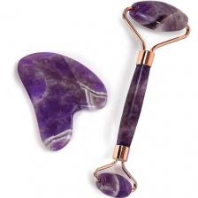 Массажер для лица ЧИОС Набор для гуаша ролик + сердце в подарочной упаковке Аметист Массажер для лица ЧИОС Набор для гуаша ролик + сердце в подарочной упаковке Аметист