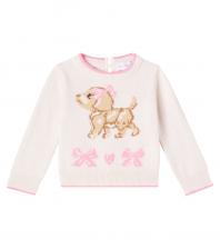 Свитер из хлопка и шерсти в технике интарсия Monnalisa, Ecru+Rosa Fairytale Свитер из хлопка и шерсти в технике интарсия Monnalisa, Ecru+Rosa Fairytale