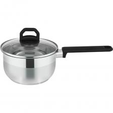 Ковш серии Бетти изготовлен из нержавеющей стали с зеркальной полировкой (марка стали SS201), имеет трехслойное термоаккумулирующее дно. Особая конструкция дна способствует высокой теплопроводности и равномерному распределению тепла. Материал удерживает тепло по всей поверхности изделия, благодаря чему пища равномерно и быстро нагревается. Ковш оснащен удобной бакелитовой ручкой. Крышка, выполненная из термостойкого стекла, позволит вам следить за процессом приготовления пищи. Оснащена металлическим ободом и отверстием для выпуска пара. Подходит для всех типов плит. Ковш серии Бетти изготовлен из нержавеющей стали с зеркальной полировкой (марка стали SS201), имеет трехслойное термоаккумулирующее дно. Особая конструкция дна способствует высокой теплопроводности и равномерному распределению тепла. Материал удерживает тепло по всей поверхности изделия, благодаря чему пища равномерно и быстро нагревается. Ковш оснащен удобной бакелитовой ручкой. Крышка, выполненная из термостойкого стекла, позволит вам следить за процессом приготовления пищи. Оснащена металлическим ободом и отверстием для выпуска пара. Подходит для всех типов плит.
