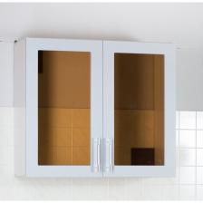 Шкаф для посуды SANTREK ширина 80 см серебристый металлик со стеклом фасад МДФ 47982 Шкаф для посуды SANTREK ширина 80 см серебристый металлик со стеклом фасад МДФ 47982