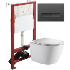 Подвесной безободковый унитаз TORNADO с инсталляцией и кнопкой смыва от немецкого бренда Orange - функциональное и эргономичное решение. Материал унитаза санфарфор отличается беспористой структурой, высокой прочностью и стойкостью к появлению пятен, гарантия от производителя 25 лет. Обтекаемая форма корпуса не позволяет скапливаться пыли. Отличительная особенность данной модели - смыв Торнадо (эффект водоворота), работает максимально бесшумно и эффективно, осуществляется даже небольшим количеством воды. Безободковая модель - отсутствие недоступных областей для уборки обеспечит простой уход и отсутствие посторонних запахов. В комплекте быстросъемная крышка-сиденье с функцией плавного закрывания Soft-close, сиденье изготовлено из прочного материала - дюропласта, петли крышки-сиденья из нержавеющей стали. Скрытая система монтажа, цвет глянцевый белый. Инсталляция обеспечит минимальный уровень шума и максимальный уровень комфорта при эксплуатации. В комплект входят все необходимые крепления. Максимально допустимая нагрузка 400 кг. Объем смыва 3 и 6 литра позволяет экономить воду, снижая ее расход. Ширина рамы - 500 мм, глубина - 145/165 мм, высота - 1125/1325 мм. Материал - сталь. Кнопка смыва с механическим управлением отличается современным дизайном и гармонично дополнит интерьер. Подвесной безободковый унитаз TORNADO с инсталляцией и кнопкой смыва от немецкого бренда Orange - функциональное и эргономичное решение. Материал унитаза санфарфор отличается беспористой структурой, высокой прочностью и стойкостью к появлению пятен, гарантия от производителя 25 лет. Обтекаемая форма корпуса не позволяет скапливаться пыли. Отличительная особенность данной модели - смыв Торнадо (эффект водоворота), работает максимально бесшумно и эффективно, осуществляется даже небольшим количеством воды. Безободковая модель - отсутствие недоступных областей для уборки обеспечит простой уход и отсутствие посторонних запахов. В комплекте быстросъемная крышка-сиденье с функцией плавного закрывания Soft-close, сиденье изготовлено из прочного материала - дюропласта, петли крышки-сиденья из нержавеющей стали. Скрытая система монтажа, цвет глянцевый белый. Инсталляция обеспечит минимальный уровень шума и максимальный уровень комфорта при эксплуатации. В комплект входят все необходимые крепления. Максимально допустимая нагрузка 400 кг. Объем смыва 3 и 6 литра позволяет экономить воду, снижая ее расход. Ширина рамы - 500 мм, глубина - 145/165 мм, высота - 1125/1325 мм. Материал - сталь. Кнопка смыва с механическим управлением отличается современным дизайном и гармонично дополнит интерьер.