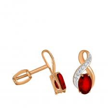 Серьги-пусеты TALANT из золота с гранатом и фианитами Серьги-пусеты TALANT из золота с гранатом и фианитами