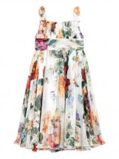 Шелковое платье с цветочным принтом Dolce & Gabbana Kids, белый Шелковое платье с цветочным принтом Dolce & Gabbana Kids, белый