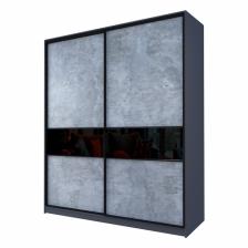 Шкаф - купе Max-МШ-23-6-20/2-99, 2000x600x2300 мм, цвет метрополитан грей/стекло чёрное Шкаф - купе Max-МШ-23-6-20/2-99, 2000x600x2300 мм, цвет метрополитан грей/стекло чёрное